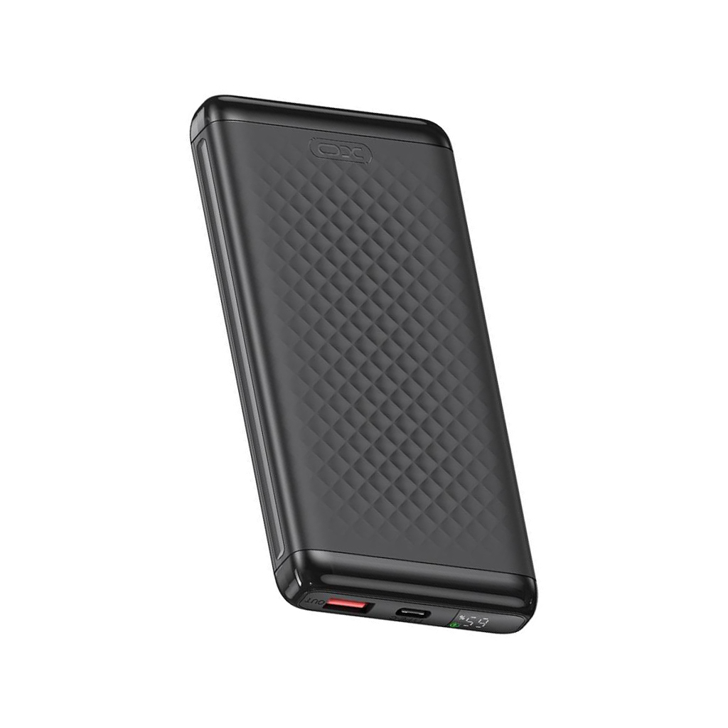 XO Design PB308 Ekstern Batteri, 10000mAh, 22.5W, QC + PD, 1 x USB-A - 1 x USB-C, Sort