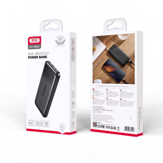 Eksternt batteri XO Design PB301, 10000mAh, 10W, 2 x USB-A, Sort