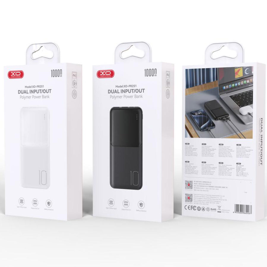 XO Design PR252 External Battery, 20000mAh, 10W, 2 x USB-A, White
