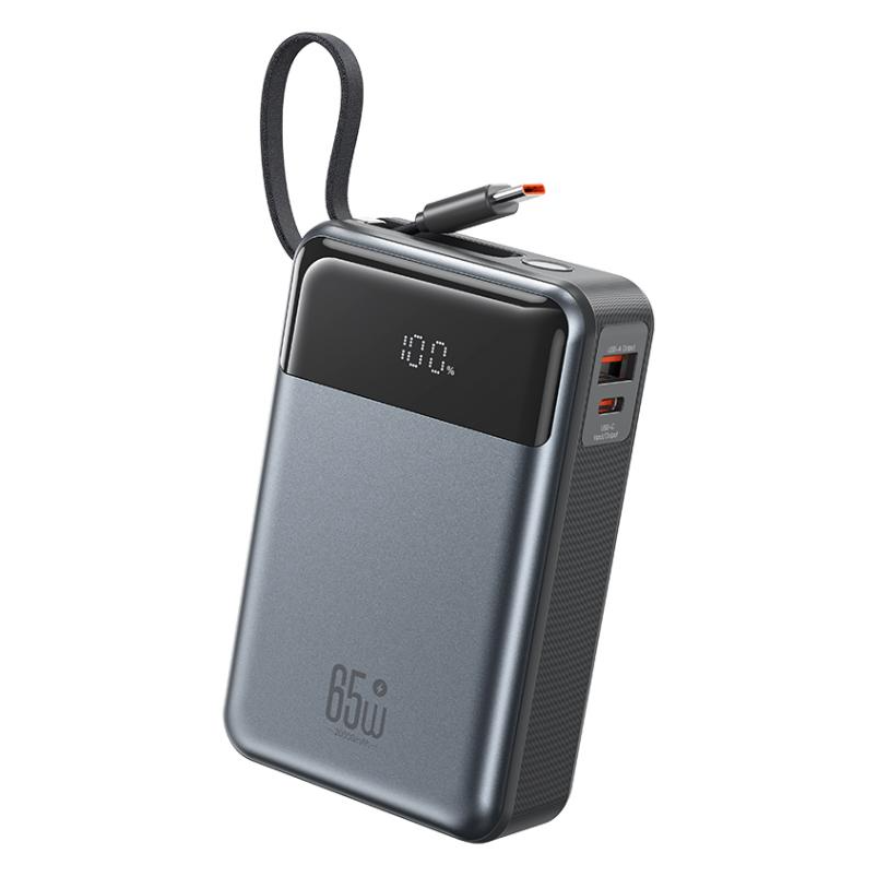 XO Design PR267 External Battery, 20000mAh, 65W, QC + PD, 1 x USB-A - 2 x USB-C, Gray