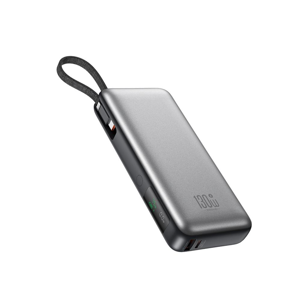 XO Design PR268 External Battery, 20000mAh, 130W, QC + PD, 1 x USB-A - 2 x USB-C, Gray