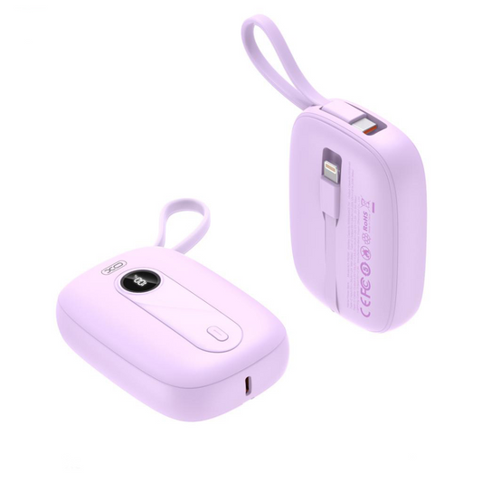 Ekstern batteri XO Design PR246, 10000mAh, 22.5W, PD, 1 x Lightning - 2 x USB-C, Lilla