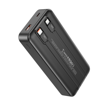 Ekstern batteri XO Design PR249, 20000mAh, 22.5W, QC + PD, 1 x Lightning - 1 x USB-A - 2 x USB-C, Sort