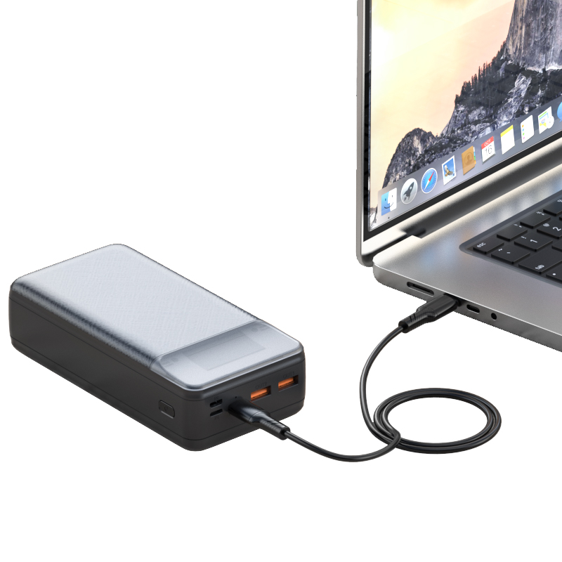 Eksternt batteri XO Design PR201, 30000mAh, 65W, QC + PD, 1 x USB-C - 2 x USB-A, Sort