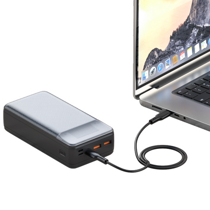 Eksternt batteri XO Design PR201, 30000mAh, 65W, QC + PD, 1 x USB-C - 2 x USB-A, Sort
