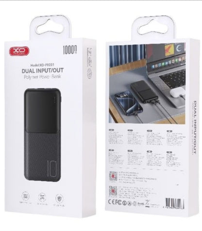 Eksternt batteri XO Design PR251, 10000mAh, 10W, 2 x USB-A, Sort