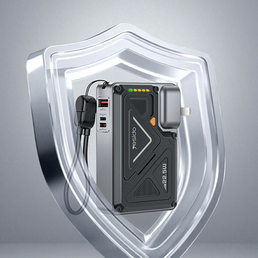 Yesido YP89 External Battery, 10000mAh, 22.5W, QC + PD + FQI, 1 x Lightning - 1 x QI - 1 x USB-A - 1 x USB-C, Gray