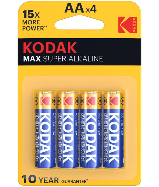 Kodak Max Alkaline batteri, AA / LR6, sæt med 4 stk. EKSTD30952867P4