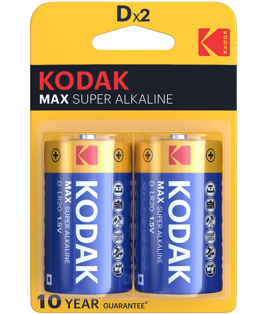 Kodak Max Alkaline batteri, LR20, sæt med 2 stk