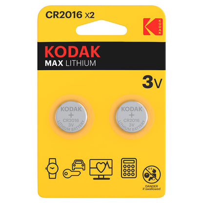 Kodak Max Lithium batteri, CR2016, sæt med 2 stk.