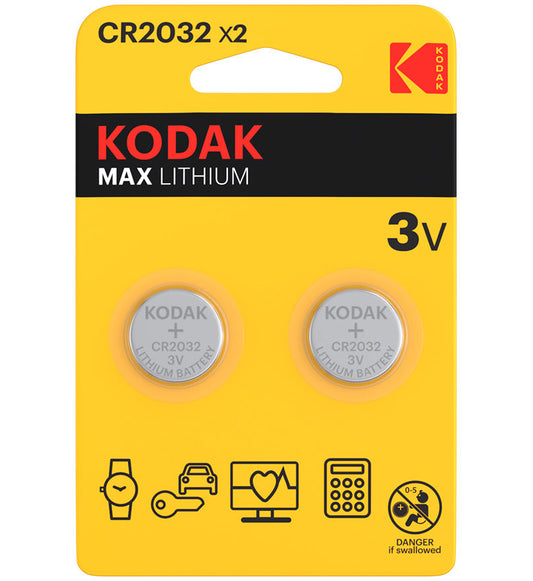 Kodak Max Lithium batteri, CR2032, sæt med 2 stk.