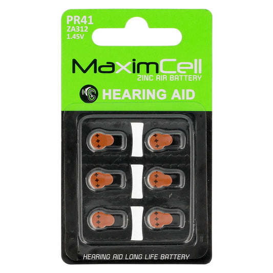 MaximCell Zinc Air batteri, PR41 / ZA312, Sæt med 6 stk