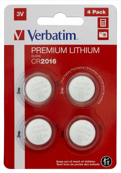 Verbatim Premium Batteri, CR2016, Sæt med 4 stk 49531