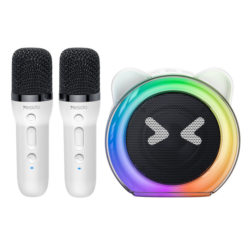 Yesido YSW36 Kids Bluetooth 5.3 Karaoke Speaker with Dual Microphones – White