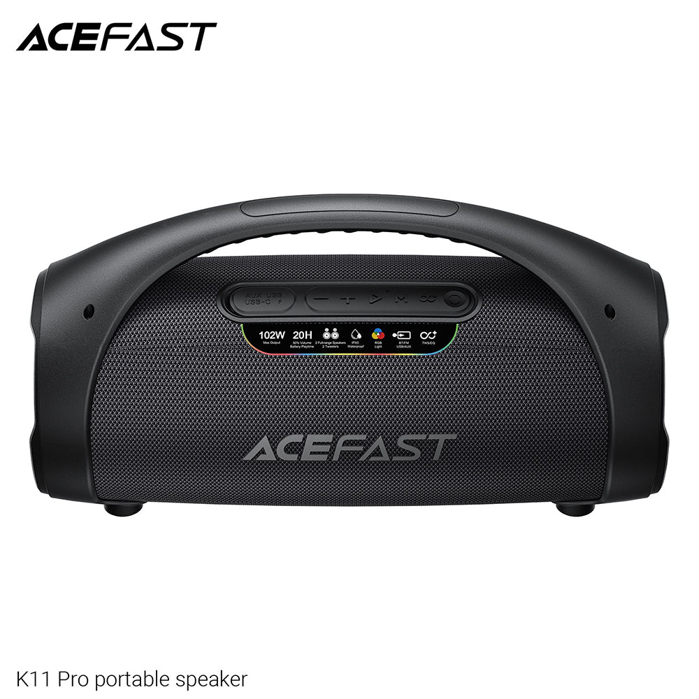 Bærbar Bluetooth-højttaler Acefast K11 Pro, 102W, RGB, TWS, Vandtæt, Sort