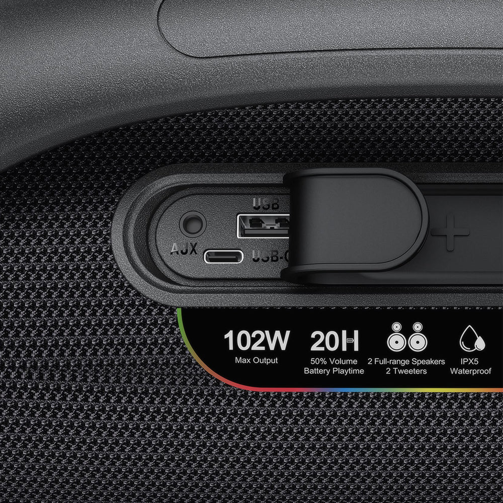 Bærbar Bluetooth-højttaler Acefast K11 Pro, 102W, RGB, TWS, Vandtæt, Sort