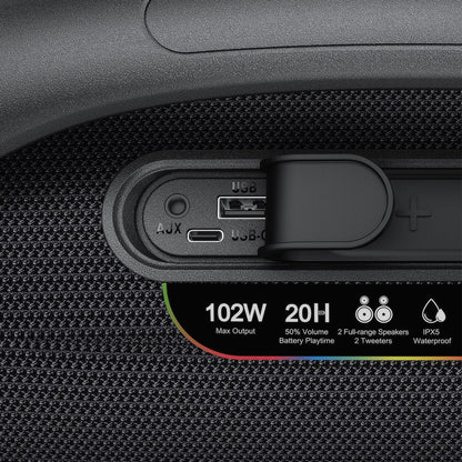 Bærbar Bluetooth-højttaler Acefast K11 Pro, 102W, RGB, TWS, Vandtæt, Sort