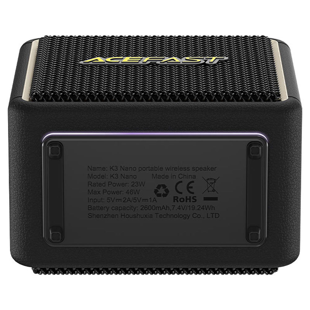 Bærbar Bluetooth-højttaler Acefast K3 Nano, 1 x 30W - 1 x 16W, RGB, Vandtæt, Sort