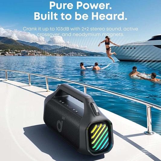 Bærbar Bluetooth-højttaler Anker SoundCore Boom 2 Pro, 140W, TWS, RGB, Vandtæt, Sort A3134A11