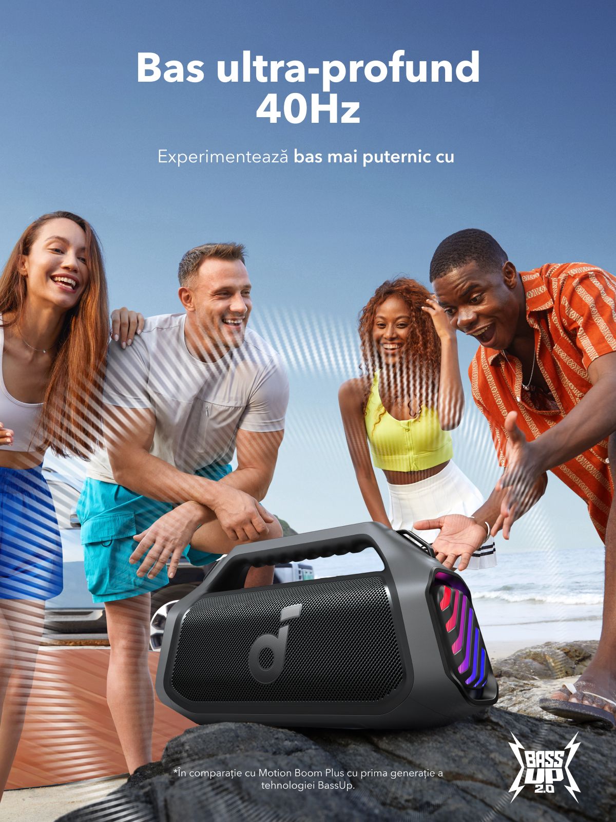 Bærbar Bluetooth-højttaler Anker SoundCore Boom 2 Plus Ny Version, 140W, TWS, RGB, Vandtæt, Sort A3134012
