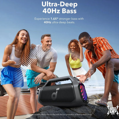 Bærbar Bluetooth-højttaler Anker SoundCore Boom 2 Plus, 140W, TWS, RGB, Vandtæt, Sort A3134011