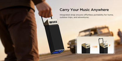 Bugani Brief TT Portable Bluetooth Speaker, 60W, RGB, Waterproof, Black Gold