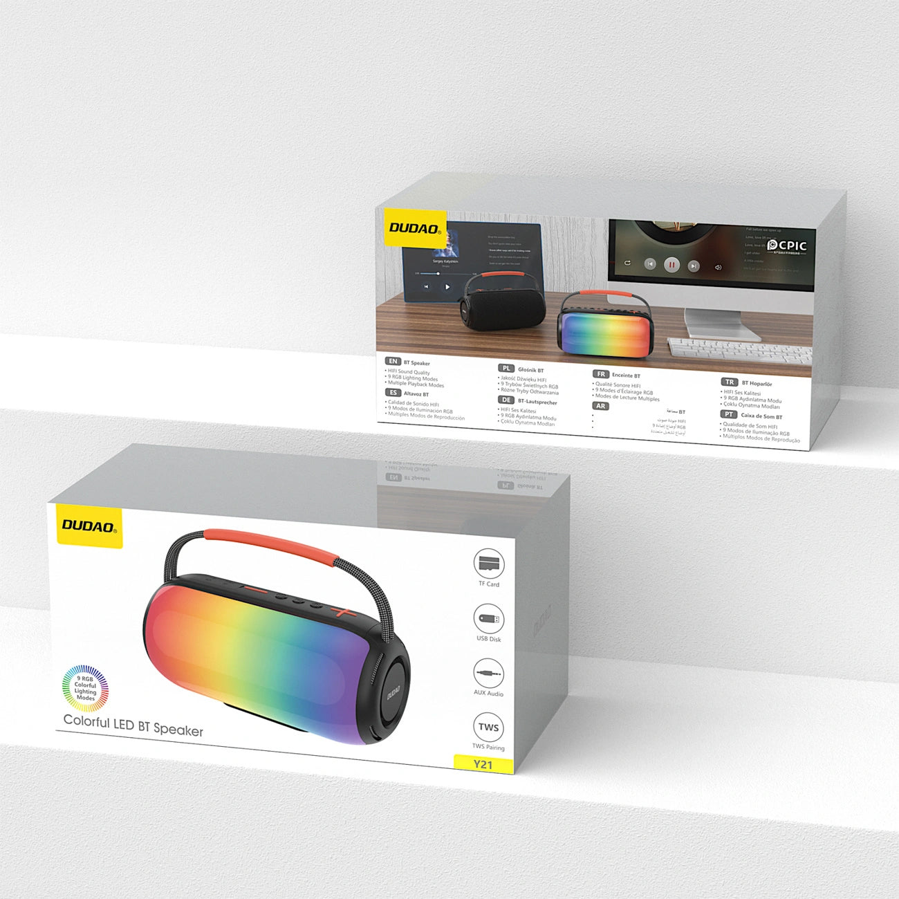 Bærbar Bluetooth-højttaler Dudao Y21, 2 x 5W, TWS, RGB, Sort