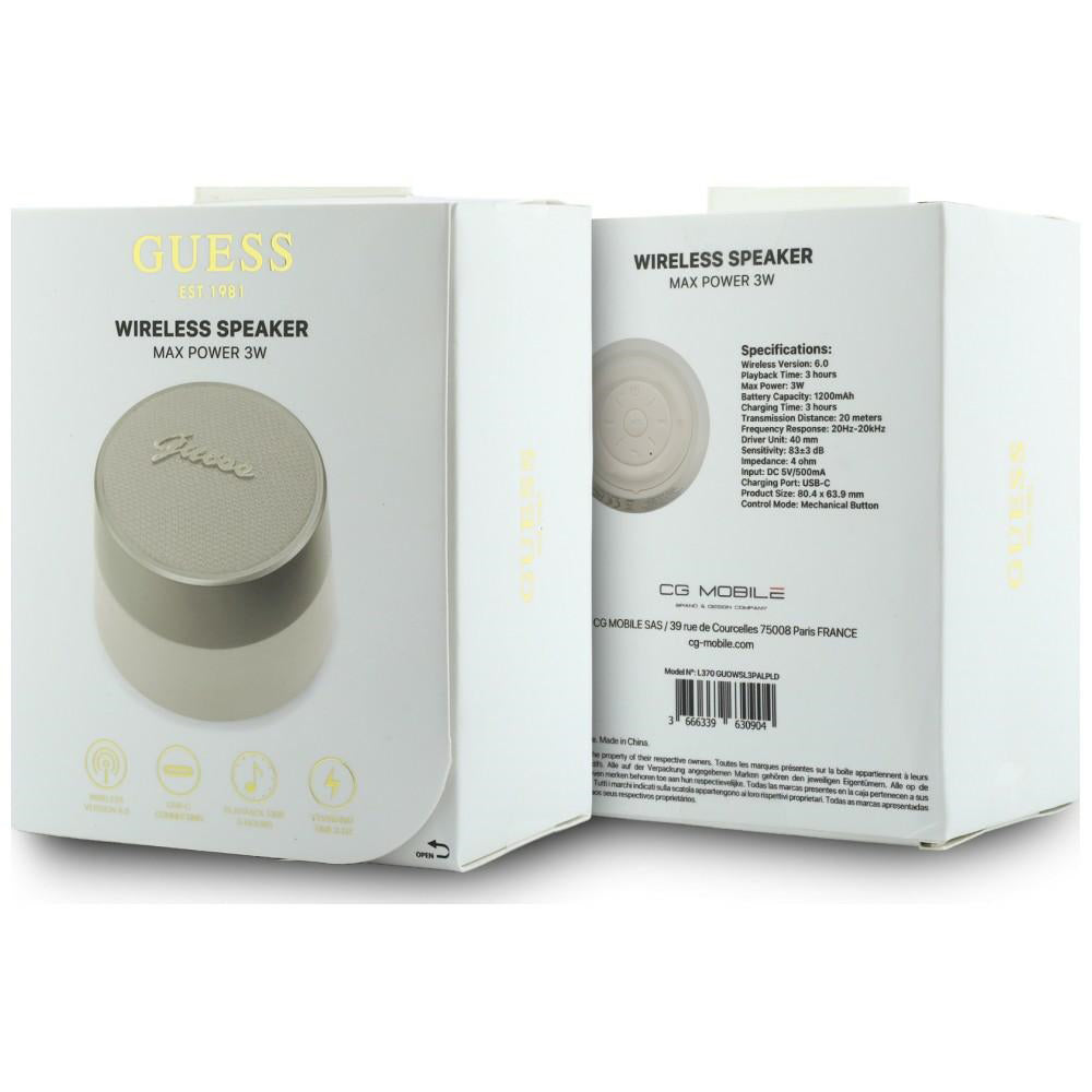 Bærbar Bluetooth-højttaler Guess Script Metal Logo, 5W, TWS, Guld