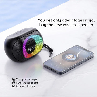 Bærbar Bluetooth-højttaler HAVIT SK885BT, 8W, RGB, Vandtæt, Sort