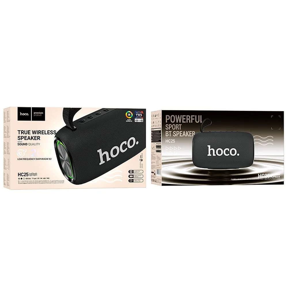 Bærbar Bluetooth-højttaler HOCO HC25, 2 x 10W, TWS, Sort