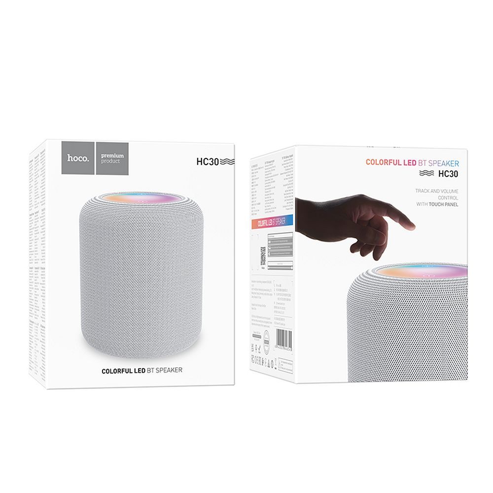 Bærbar Bluetooth Højttaler HOCO HC30, 5W, TWS, RGB, Grå