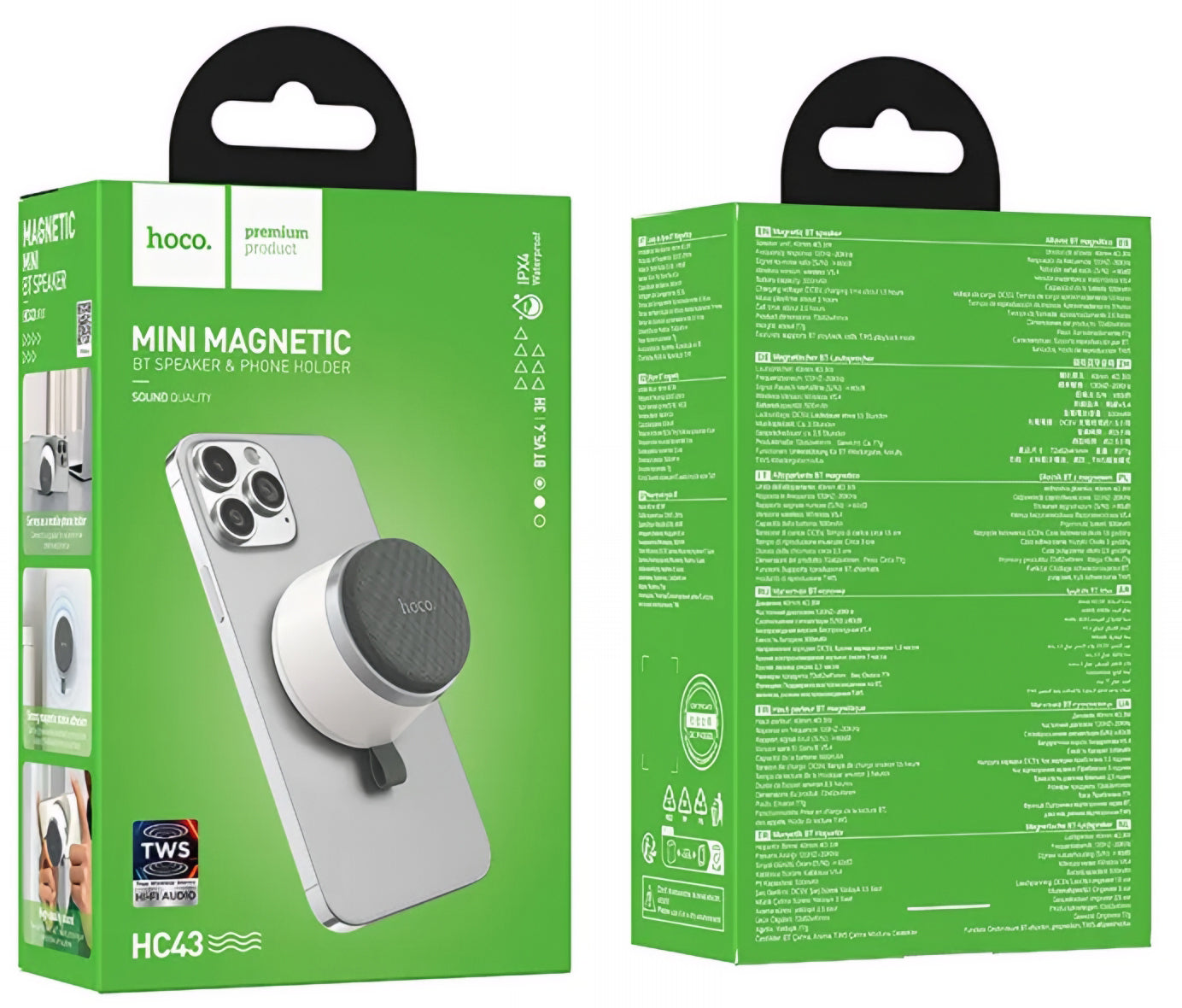 Bærbar Bluetooth-højttaler HOCO HC43 Mini Magnetic, 8W, TWS, Hvid