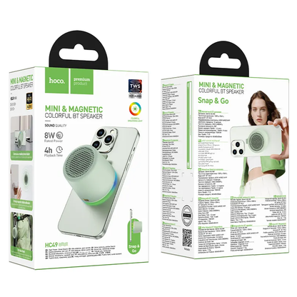 Bærbar Bluetooth Højttaler HOCO HC49 Mini Magnetic, 8W, TWS, Grøn