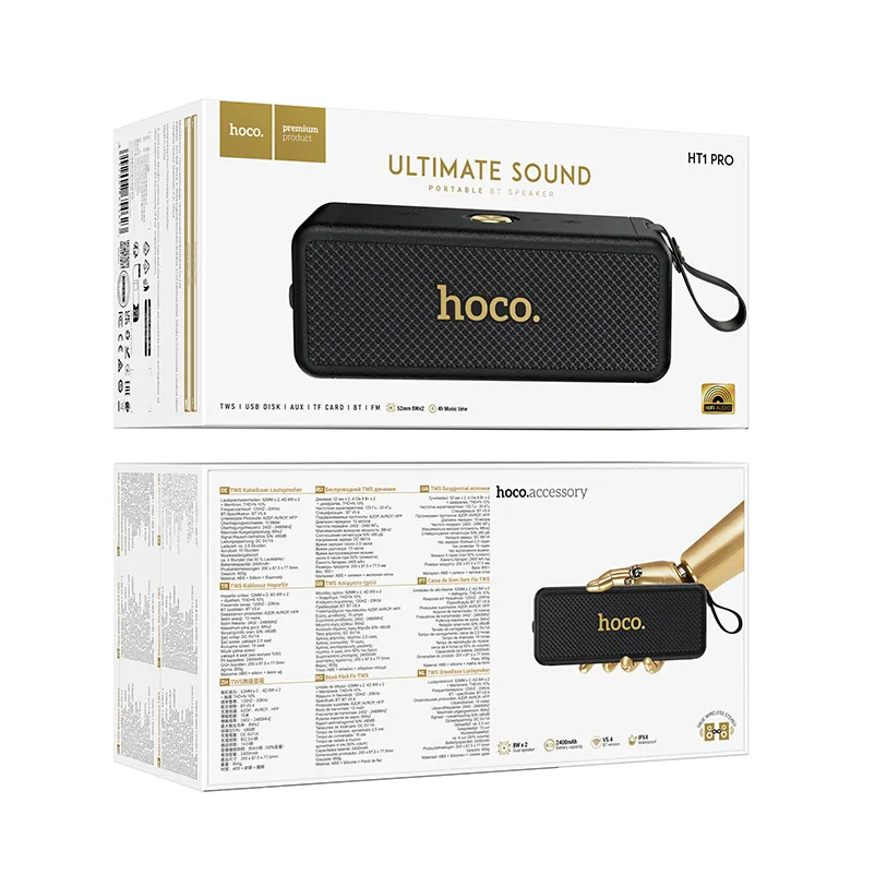 Bærbar Bluetooth Højttaler HOCO HT1 Pro, 16W, TWS, Sort