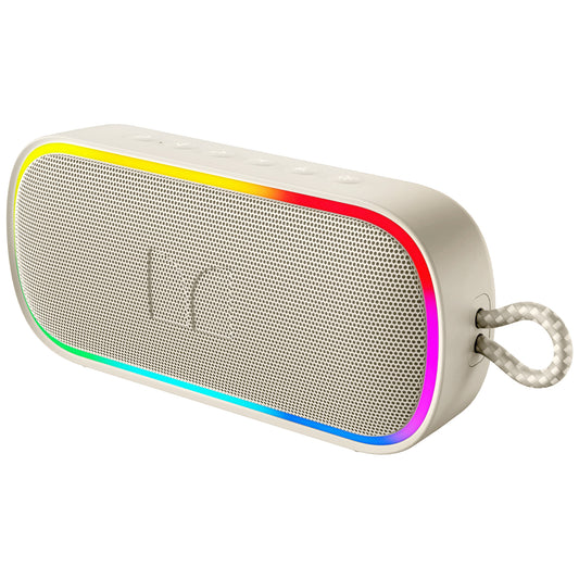 Monster S150 Plus bærbar Bluetooth-højttaler, 40W, TWS, RGB, vandtæt, lys creme