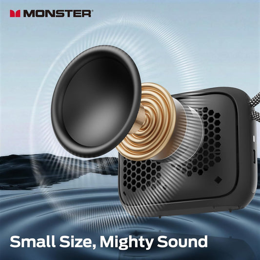 Monster S520 Bluetooth bærbar højttaler, 5W, TWS, RGB, vandtæt, sort