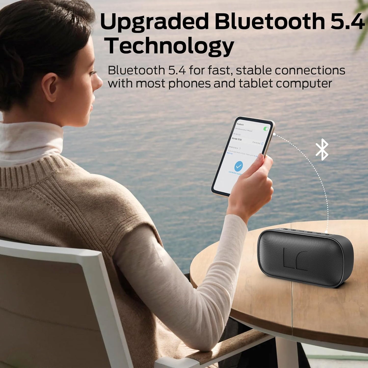 Bærbar Bluetooth-højttaler Monster S150, 14W, TWS, RGB, Vandtæt, Sort