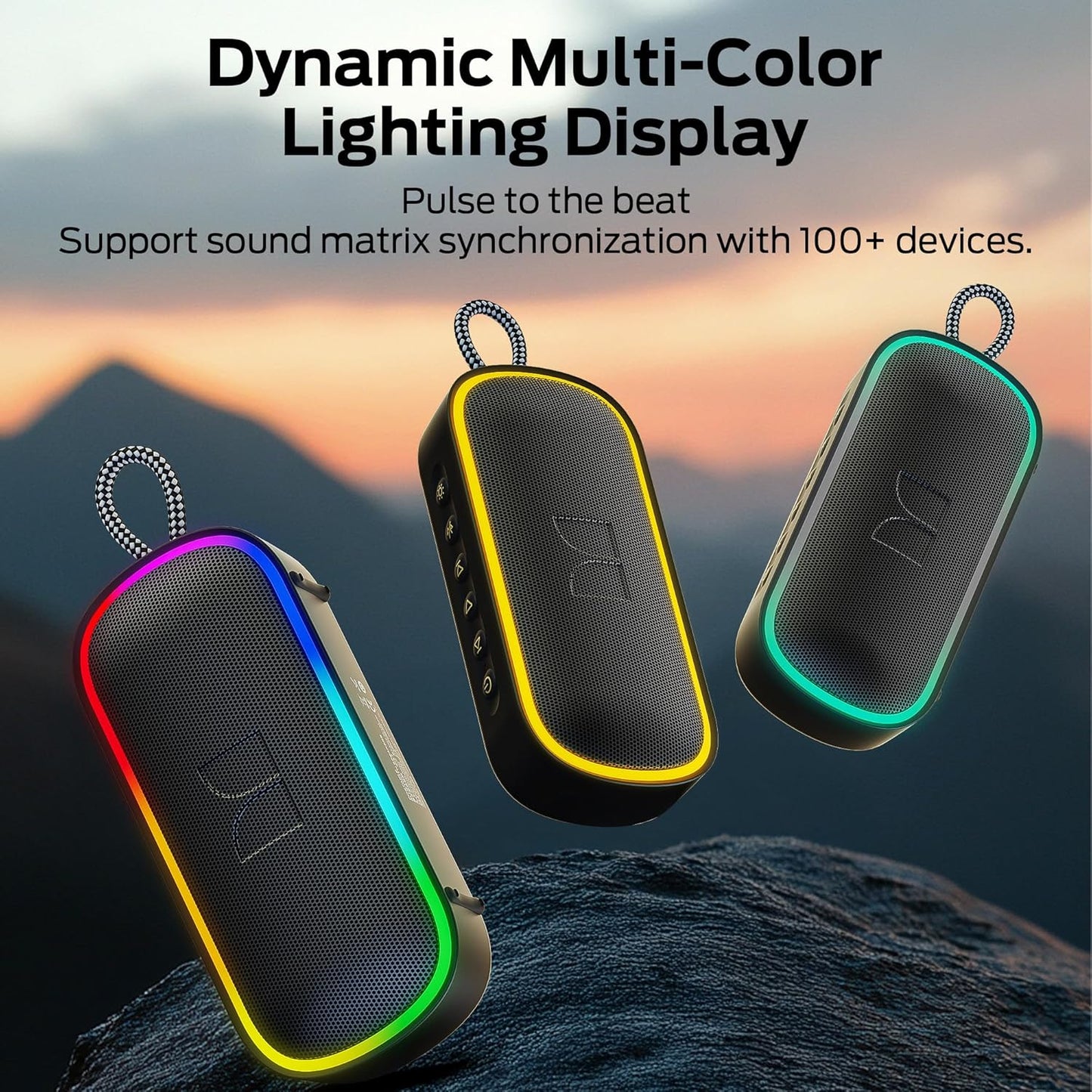 Monster S150 Plus Bluetooth bærbar højttaler, 40W, TWS, RGB, vandtæt, sort