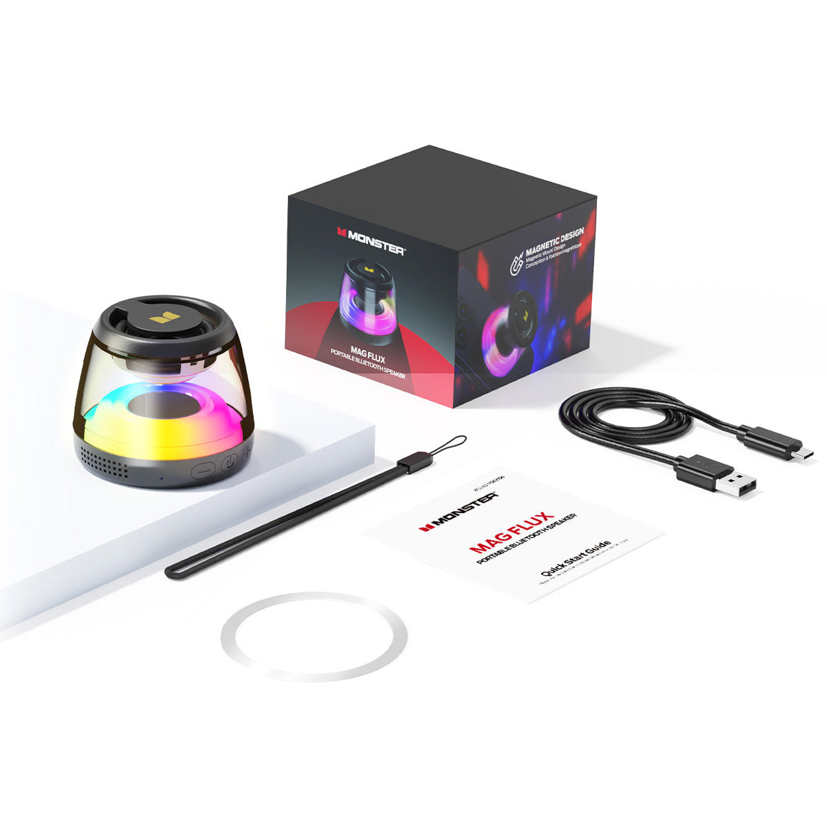 Monster Mag Flux Bluetooth bærbar højttaler, 5W, TWS, RGB, Sort