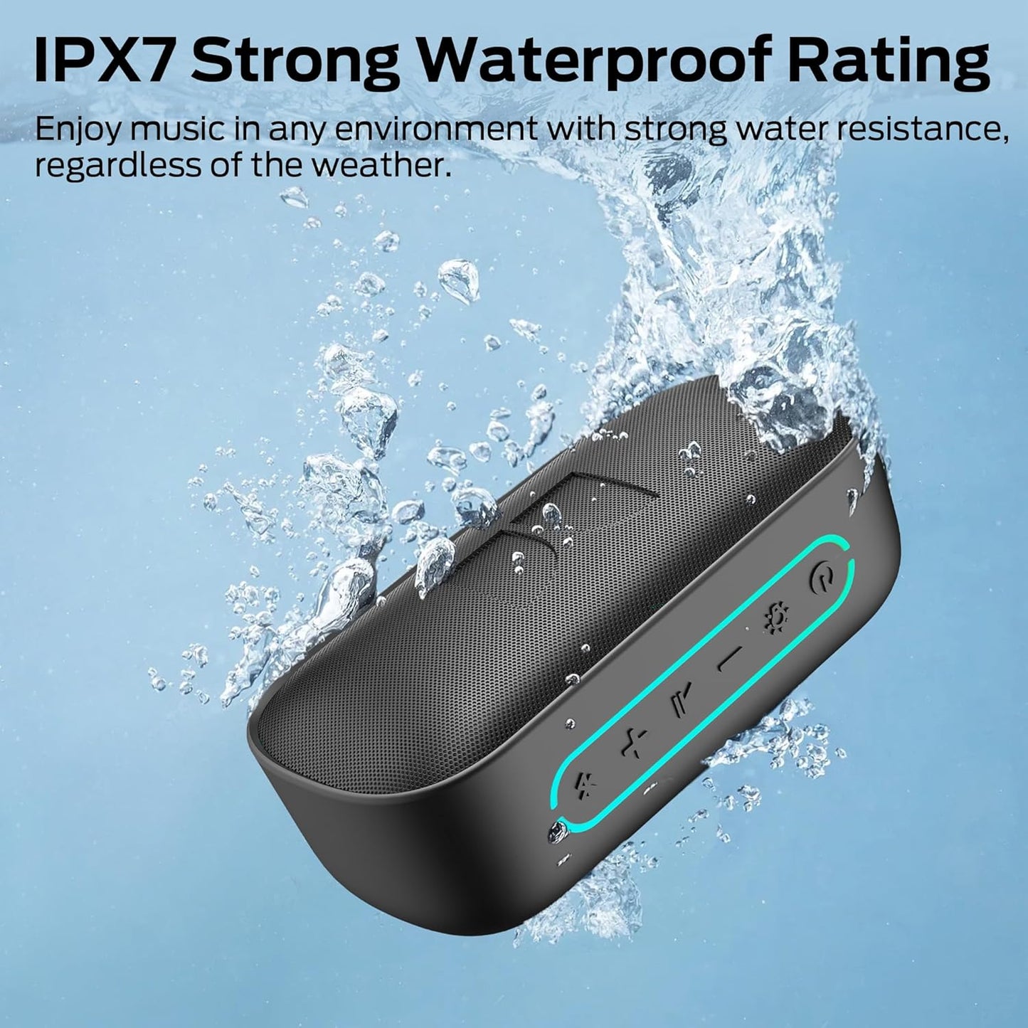 Bærbar Bluetooth-højttaler Monster S150, 14W, TWS, RGB, Vandtæt, Sort
