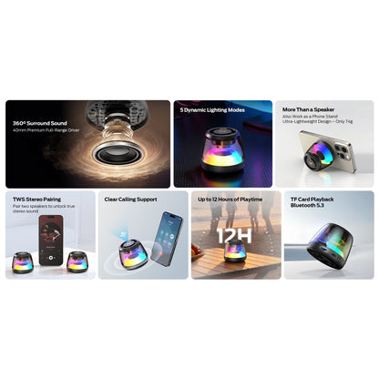 Monster Mag Flux Bluetooth bærbar højttaler, 5W, TWS, RGB, Sort