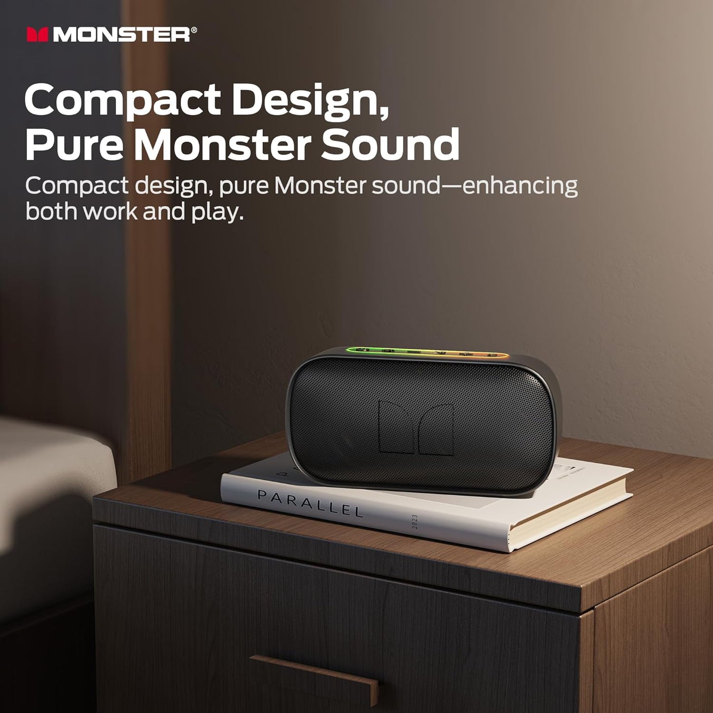 Bærbar Bluetooth-højttaler Monster S150, 14W, TWS, RGB, Vandtæt, Sort