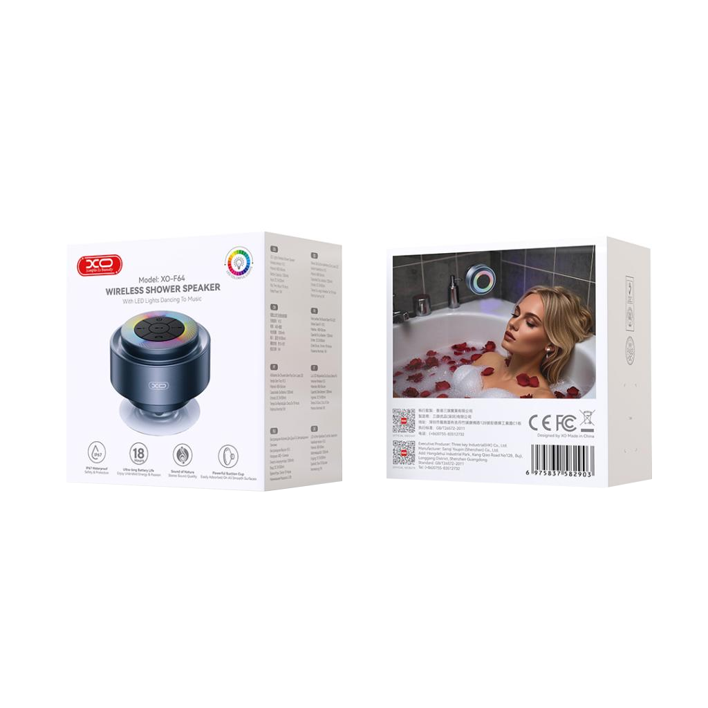 XO Design F64 Portable Bluetooth Speaker, 5W, RGB, Waterproof, Black