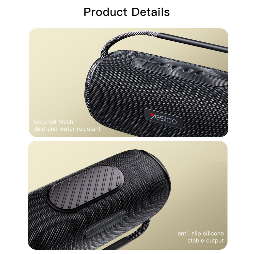 Bærbar Bluetooth-højttaler Yesido YSW11, 40W, RGB, Vandtæt, Sort