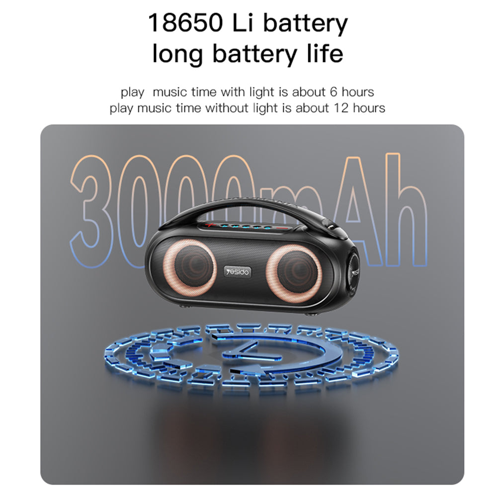 Bærbar Bluetooth-højttaler Yesido YSW19, 40W, RGB, Vandtæt, Sort