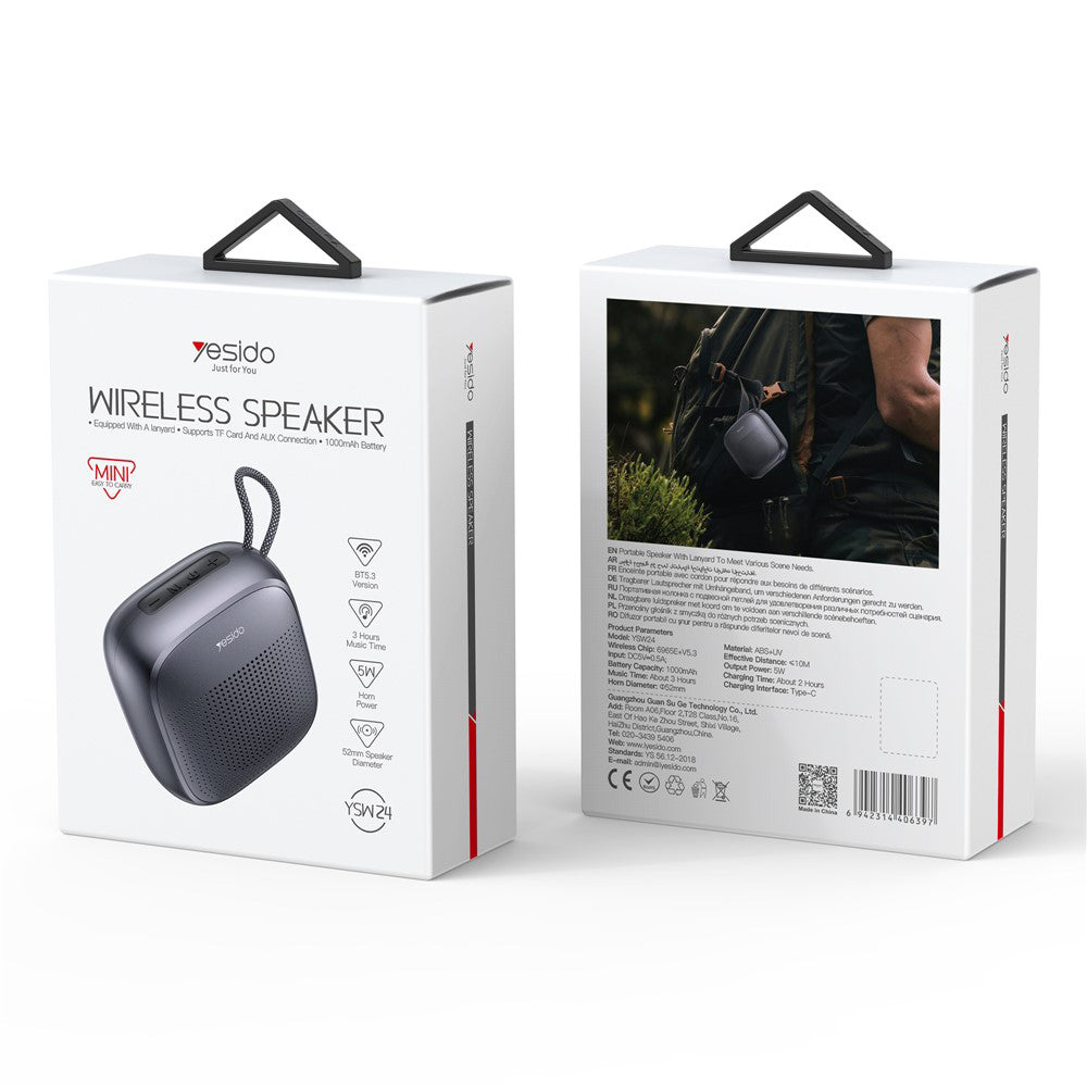 Bærbar Bluetooth-højttaler Yesido YSW24, 5W, Vandtæt, Sort