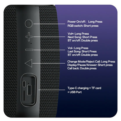 Bærbar Bluetooth-højttaler Yesido YSW39, 20W, TWS, RGB, Sort