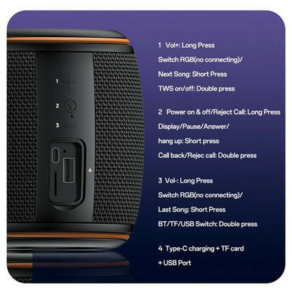 Bærbar Bluetooth-højttaler Yesido YSW40, 8W, RGB, Sort