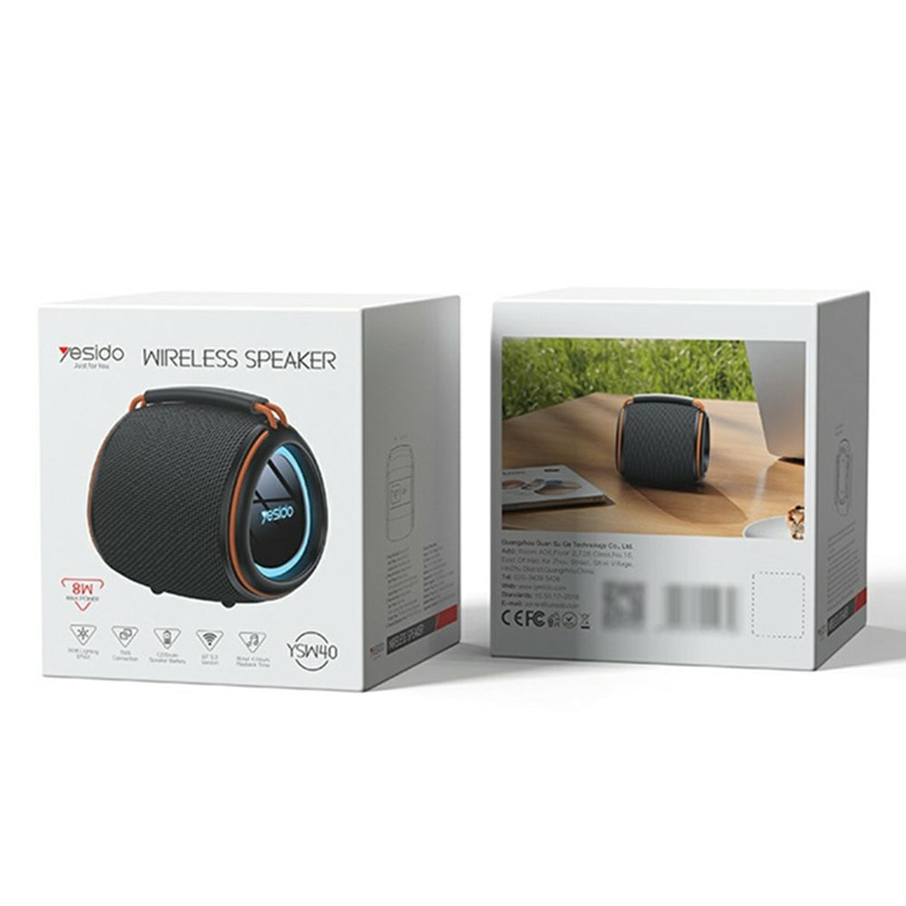 Bærbar Bluetooth-højttaler Yesido YSW40, 8W, RGB, Sort