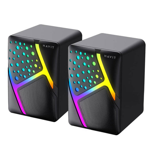 Gaminghøjttalere HAVIT SK763, 2 x 3W, RGB, USB-A, Sort